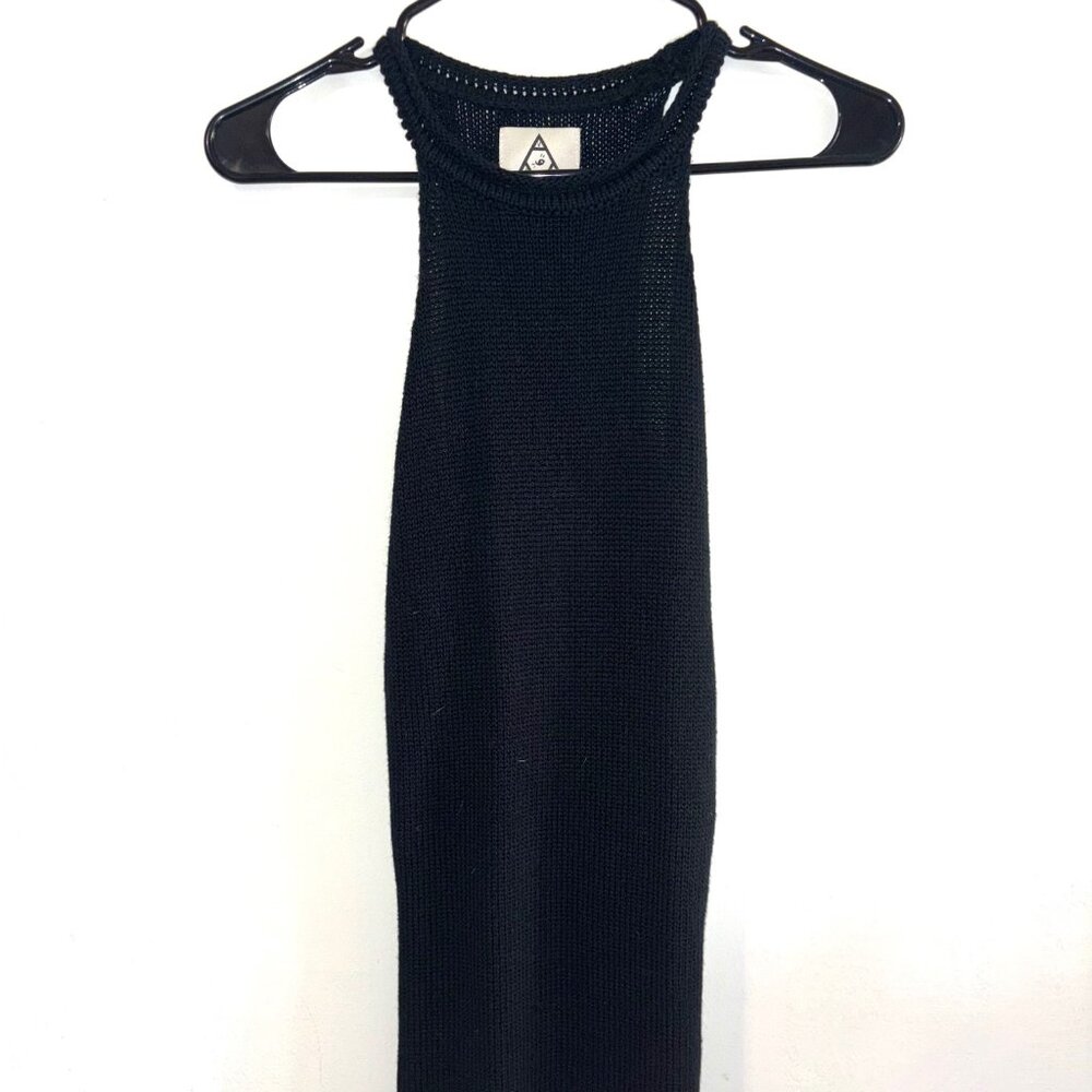 UNIF Black Crochet Open Knit Mesh Sleeveless Tank Mini Dress Size XS